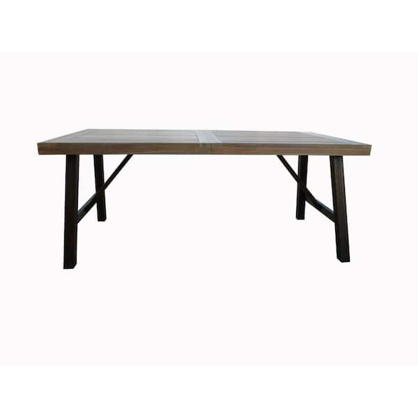 Noble House Boracay Brushed Gray Rectangular Wood Patio Outdoor Dining Table