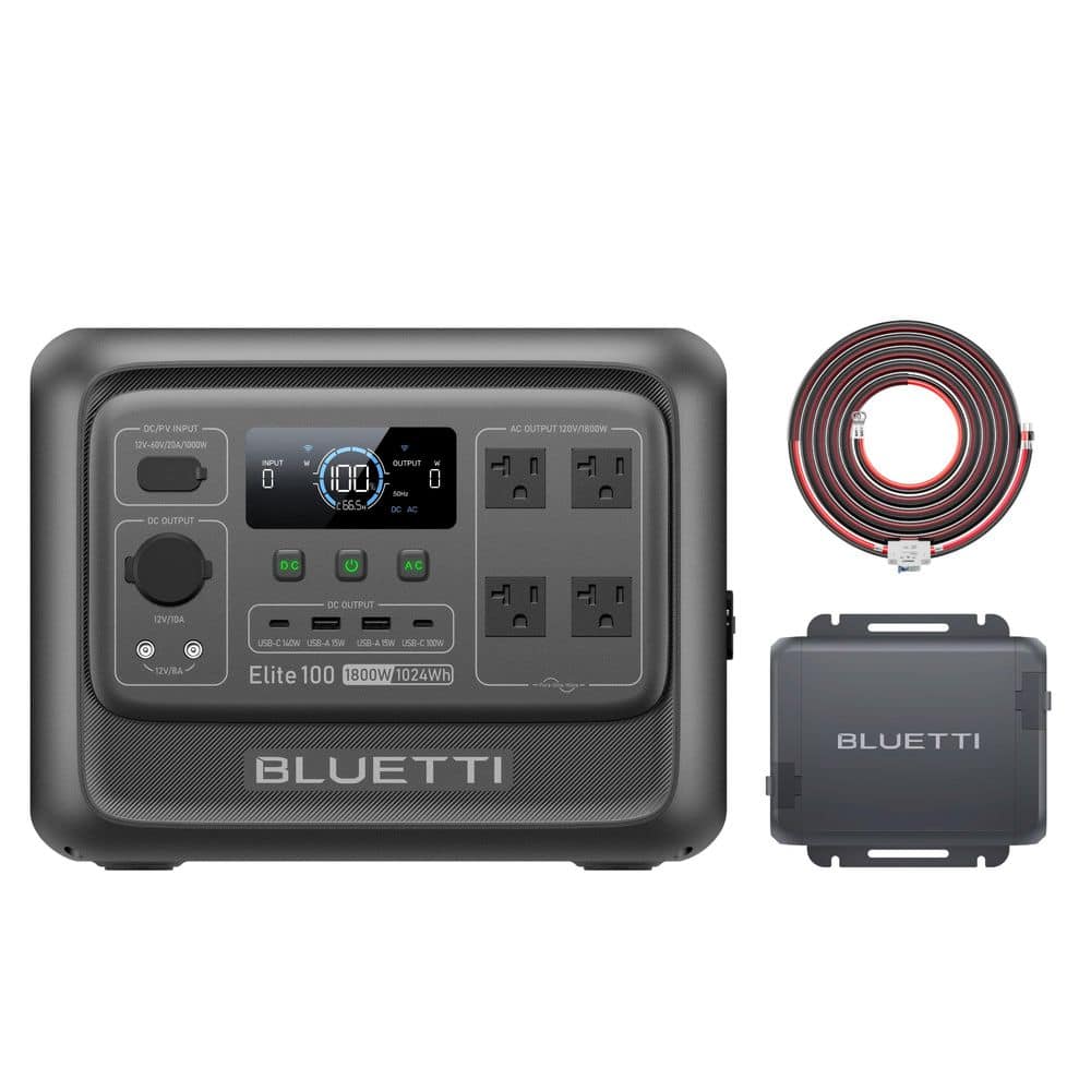 BLUETTI 1800W Continuous/3600W Peak Output 1024Wh Push Button Start Portable Power Station with 560W Alternator Charger