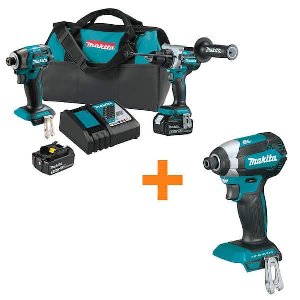 18V LXT Cordless Brushless 2-piece Combo Kit 5. 0Ah with bonus 18V LXT Brushless 1/4 in. Variable Speed Impact Driver