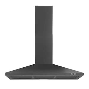 36 in. 450 CFM Wall Mount Ducted Insert Range Hood in Black