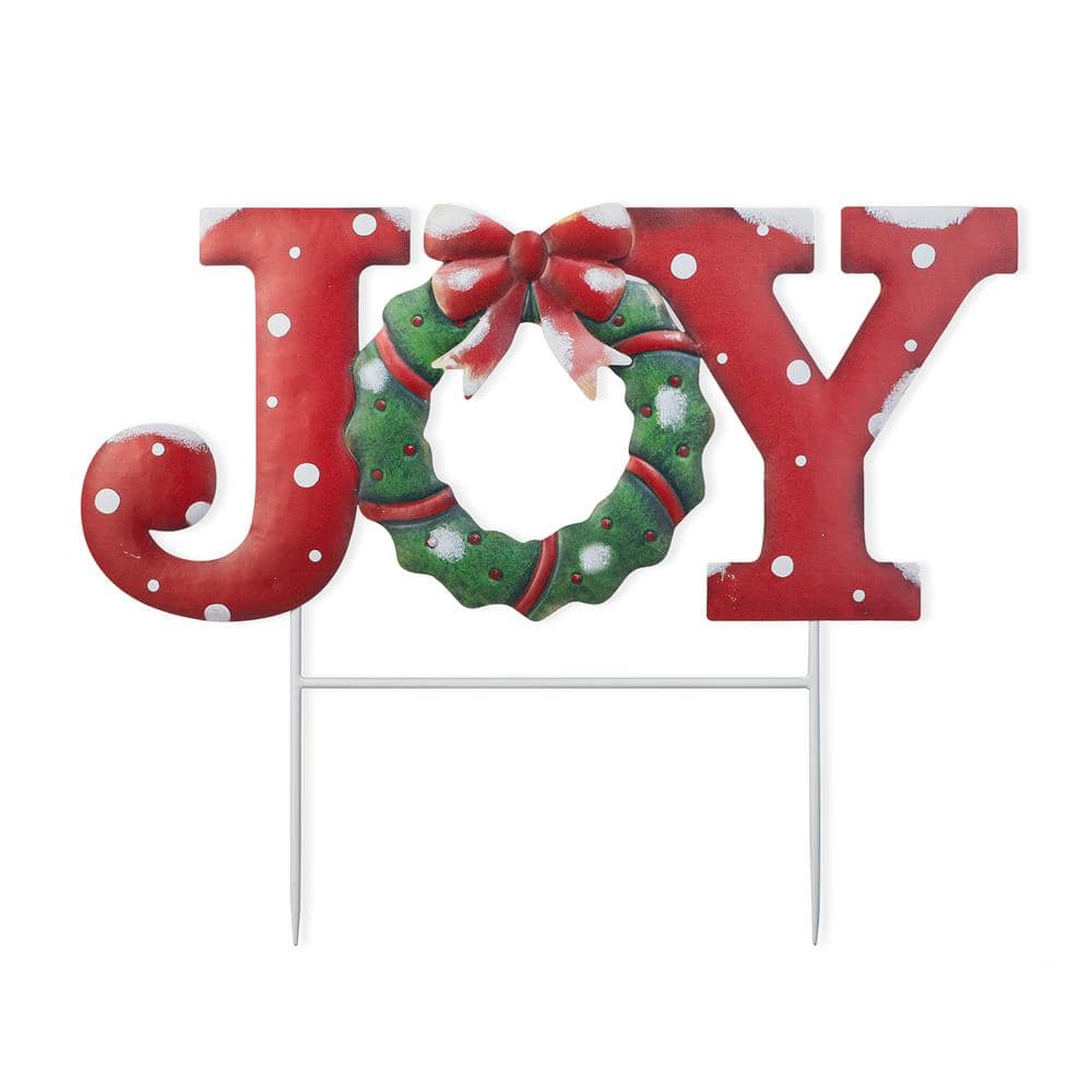 Glitzhome 19 in. H Metal Christmas JOY Yard Stake