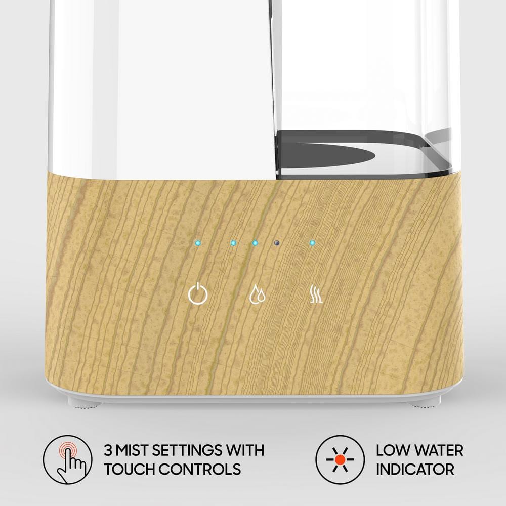 White Faux Woodgrain Ultrasonic Humidifier with Dual Mist