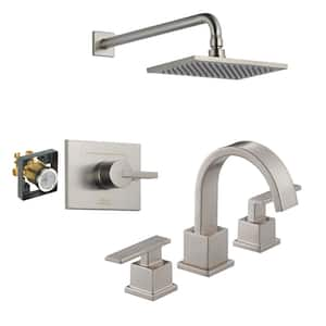 Vero 1-Spray Shower Faucet with 8 in. Widespread Double Handle Bathroom Faucet in Stainless