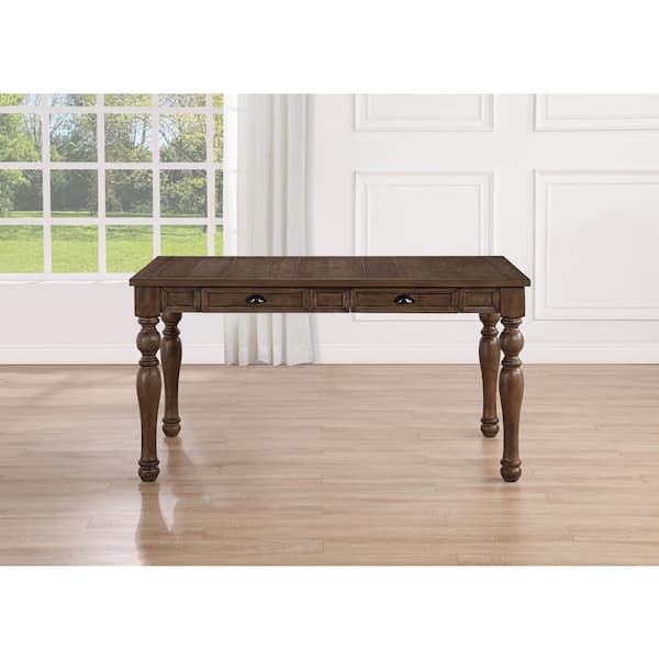 Steve Silver Joanna Caramel Brown Wood 4 Legs Dining Table Seats 6