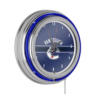 Vancouver Canucks Blue Logo Lighted Analog Neon Clock