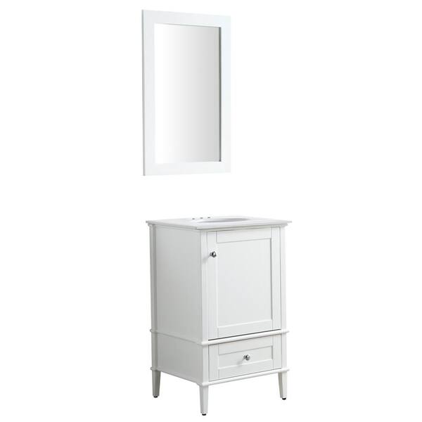 ANZZI Alexander Series 21-in Black Single Sink Bathroom Vanity with White Solid Surface Top (Mirror Included)