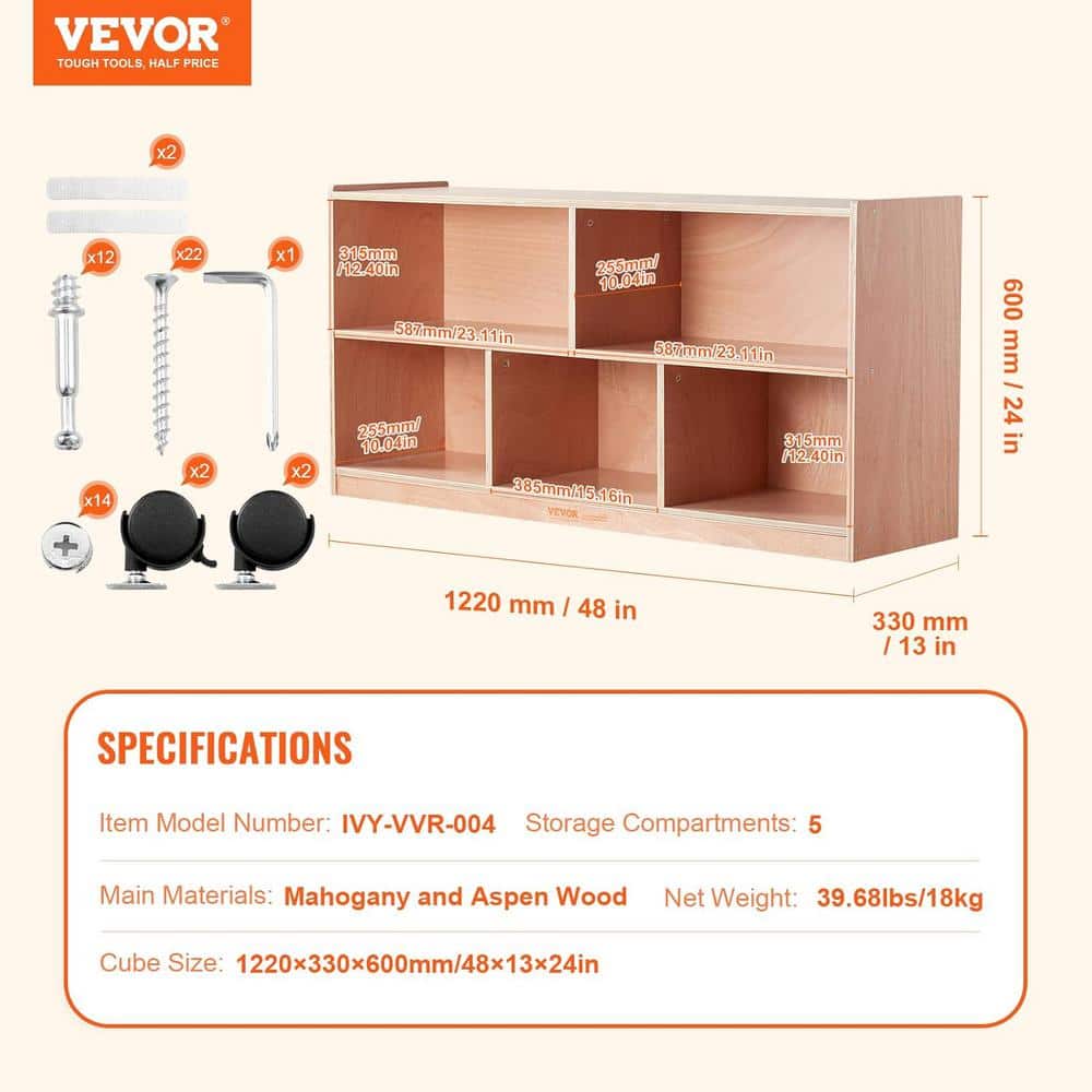 Brown Wooden Kids Toy Storage Organizer with Cubes