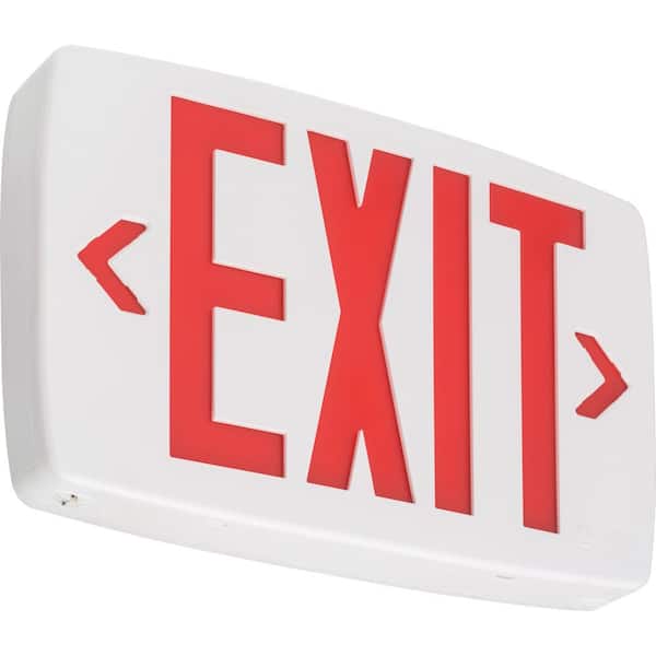 Lithonia Lighting Contractor Select LQM Series 120/277-Volt Integrated LED White and Red Exit Sign W/Back Up Battery