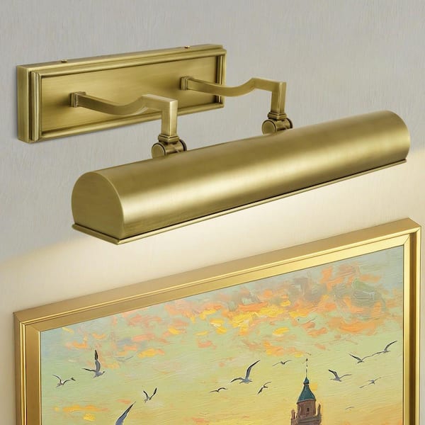 18 in. 3-Light Dimmable LED Brass Picture Light, Bathroom Wall Sconce for Artwork, Poster, Portrait, Library, Bedroom