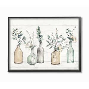 11 in. x 14 in. "Bottles And Plants Farm Wood Textured Design" by Anne Tavoletti Framed Wall Art