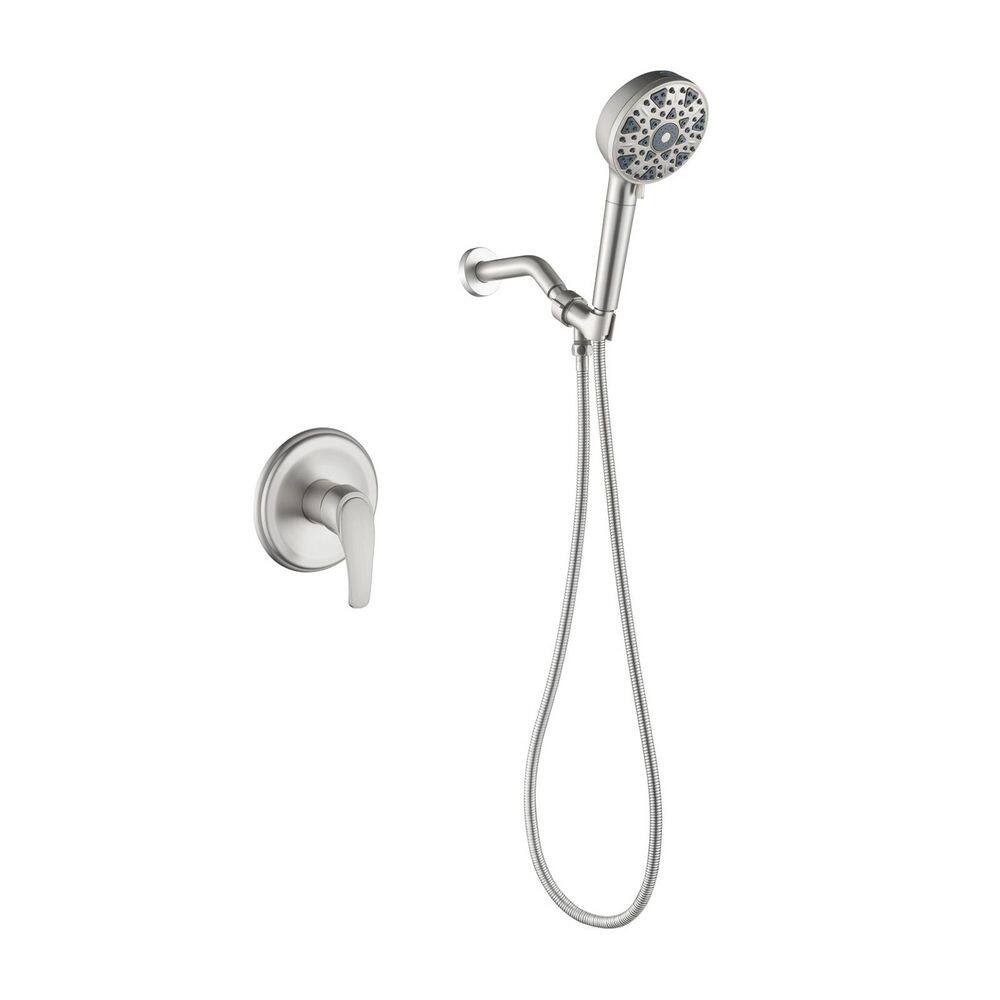 Rain Single Handle 7-Spray Shower Faucet Handheld Combo with Valve 1.8 GPM Adjustable shower Head in Nickel price history on PriceWatchPro