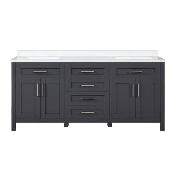 OVE Decors Tahoe 72 in. W Bath Vanity in Dark Charcoal with Cultured