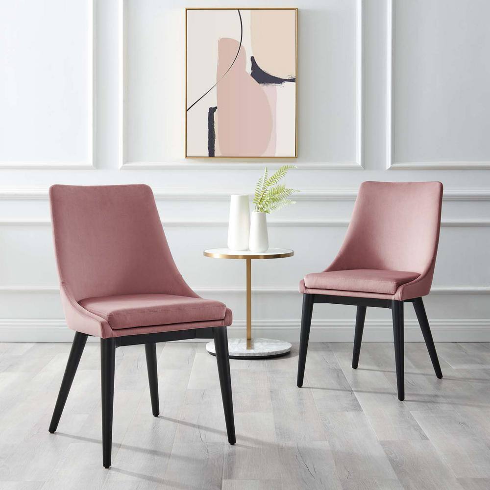 Dusty Rose Velvet Upholstered Side Chair with Wood & Metal Frame