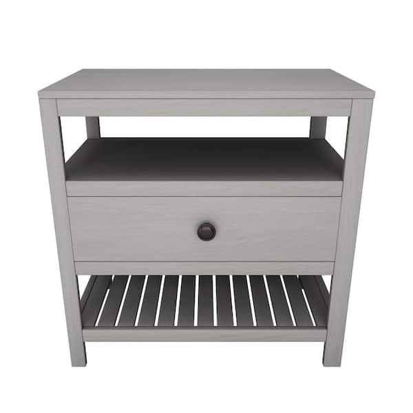 STICKON 1-Drawer Gray Nightstand (Set of 1) (25.2 in. H x 26 in. W x 15 in. D)