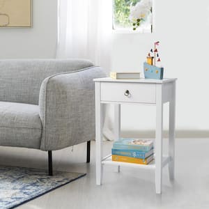 1-Drawer White Nightstand (18.11 in. W x 14.17 in. D x 27.56 in. H)