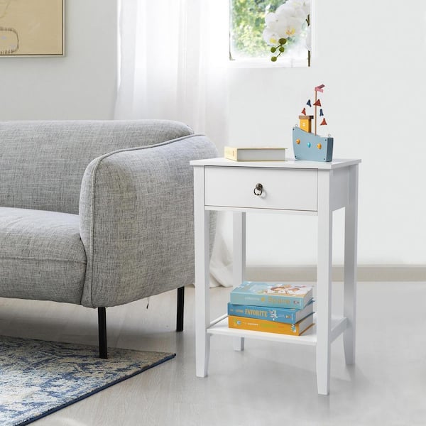 1-Drawer White Nightstand (18.11 in. W x 14.17 in. D x 27.56 in. H)