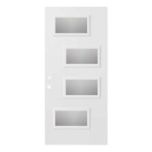 32 in. x 80 in. Beatrice Screen 4 Lite Painted White Right-Hand Inswing Steel Prehung Front Door