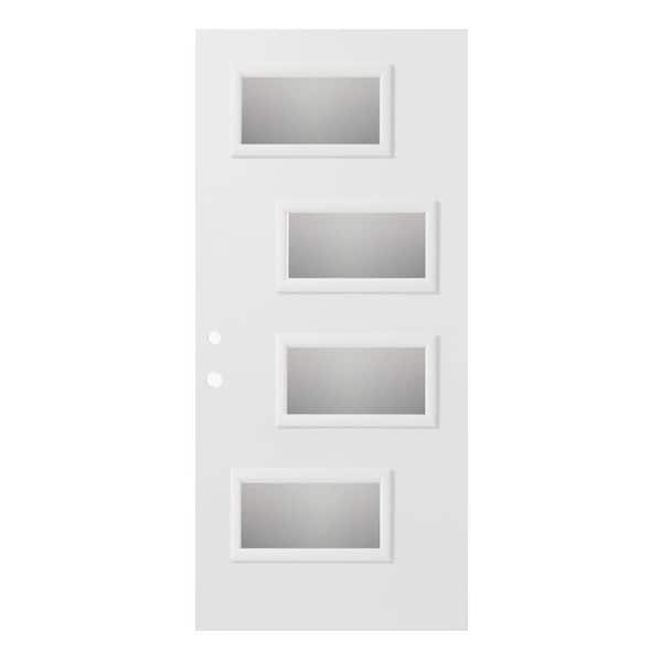 Stanley Doors 36 in. x 80 in. Beatrice Screen 4 Lite Painted White Right-Hand Inswing Steel Prehung Front Door