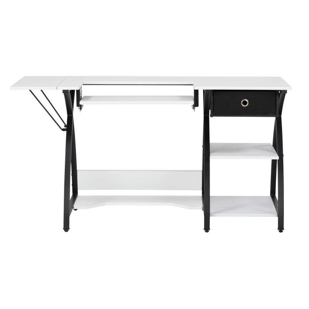 Comet Plus Adjustable Black and White Hobby Desk with Storage