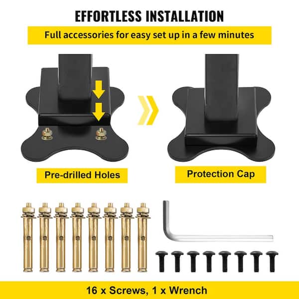VEVOR 60 in. W x 35 in. H Adjustable Handrail Fits 4 Steps or 5 Steps Aluminum Handrails for Outdoor Steps, Black
