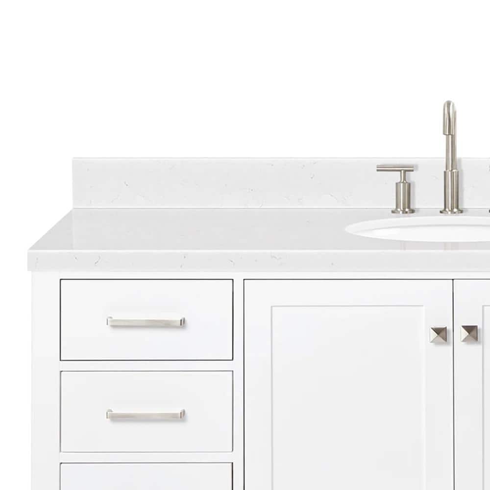 Cambridge 60" White Hardwood Freestanding Single Vanity Set