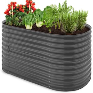 5.25 ft. x 2.7 ft. Oval Steel Raised Garden Bed, Customizable Outdoor Planter for Gardening, Plants in Dark Gray