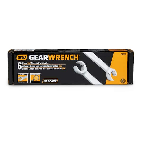 GEARWRENCH SAE Flare Nut Wrench Set (6-Piece) 81907 - The Home Depot