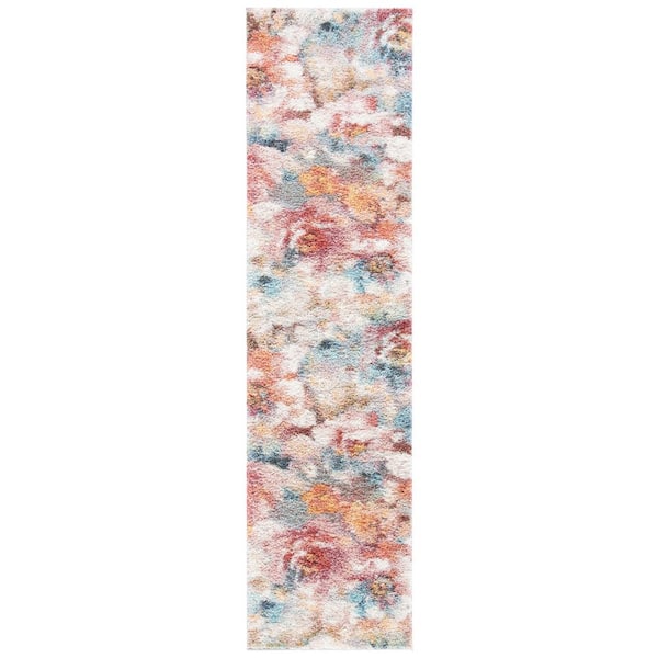 Calista 2 ft. x 5 ft. Rust/Ivory Oversized Floral Runner Rug