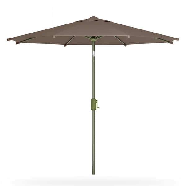 LAUSAINT HOME 9 ft. Market Tilt Patio Umbrella Tan Outdoor with Push Button and Easy Crank, 360° Rotation Design