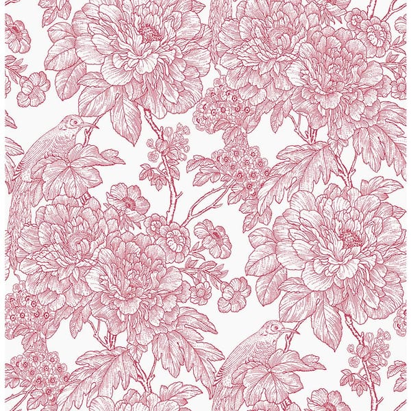 A-Street Prints Birds of Paraside Breeze Red Floral Strippable Wallpaper (Covers 56.4 sq. ft.)