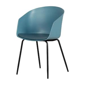 Flam Chair with Metal Legs, Steel Blue and Black