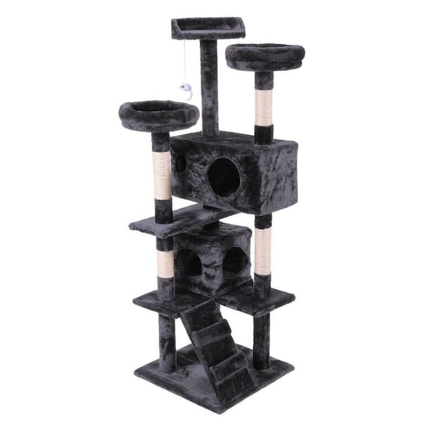 cenadinz Cat Tree Cat Tower with Scratching Ball, Plush Cushion, Ladder and Condos for Indoor Cats