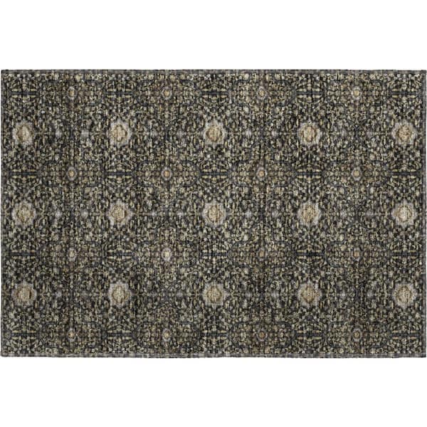 Mayfield Premium Machine Washable Abstract AMF2409 Black 2 ft. x 3 ft. Accent Rug