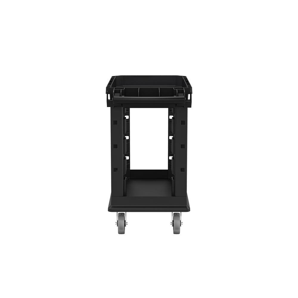 Heavy Duty Black Plastic Utility Cart with Polyurethane Wheels