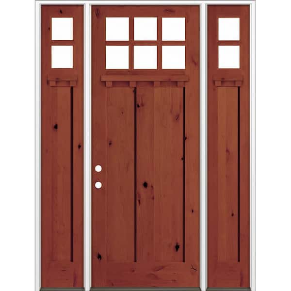 64 in. x 96 in. Knotty Alder Right-Hand/Inswing 6 Lite Beveled Clear Glass Amaretto Stain Wood Prehung Front Door DSL DS