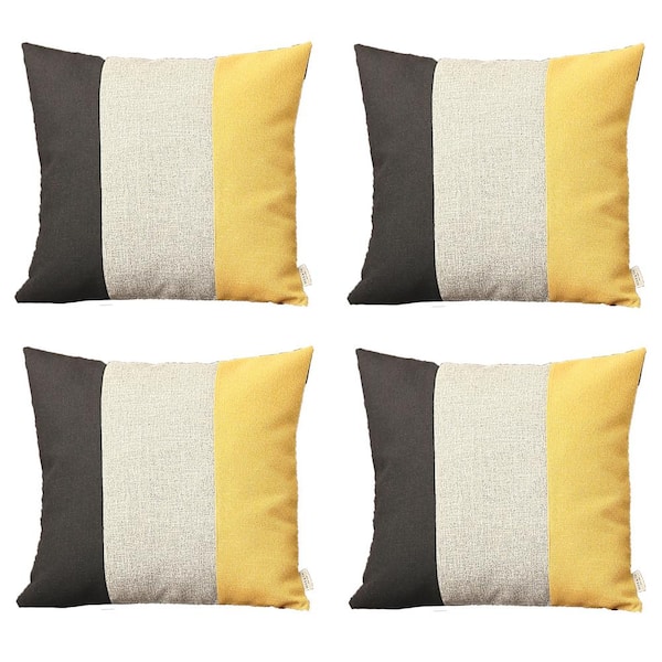 MIKE & Co. NEW YORK Bohemian Jacquard Black and Gray and Yellow 18 in. x 18 in. Square Solid Throw Pillow Set of 4