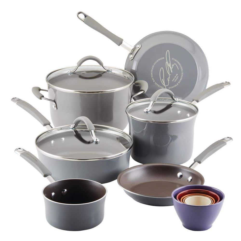 8-Piece Titanium Non-Stick Cookware Set in Gray with Glass Lids - Bed Bath  & Beyond - 32951322