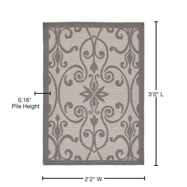 Unique Loom Outdoor Multi Border Gray 2' 2 x 3' 0 Area Rug 3127207 - The  Home Depot