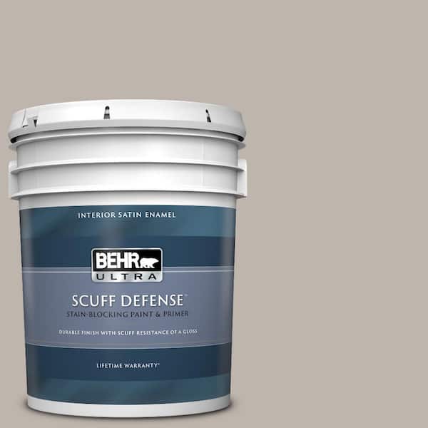 BEHR ULTRA 5 gal. #PPU18-12 Graceful Gray Extra Durable Satin Enamel Interior Paint & Primer