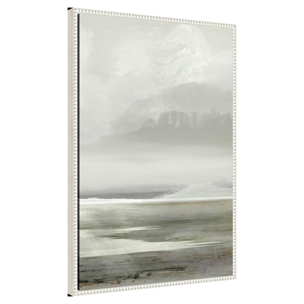 Beaded White Framed Abstract Nature Canvas Wall Art 23 x 33-in.