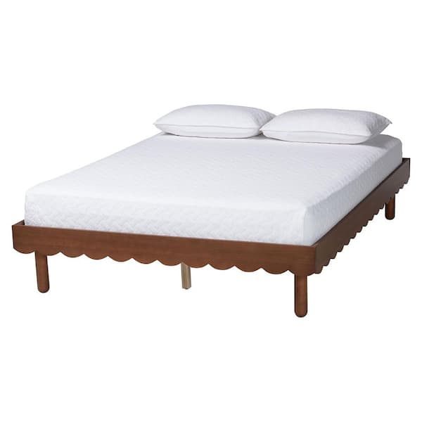 Orianthe Walnut Brown Wood Frame Queen Platform Bed Frame