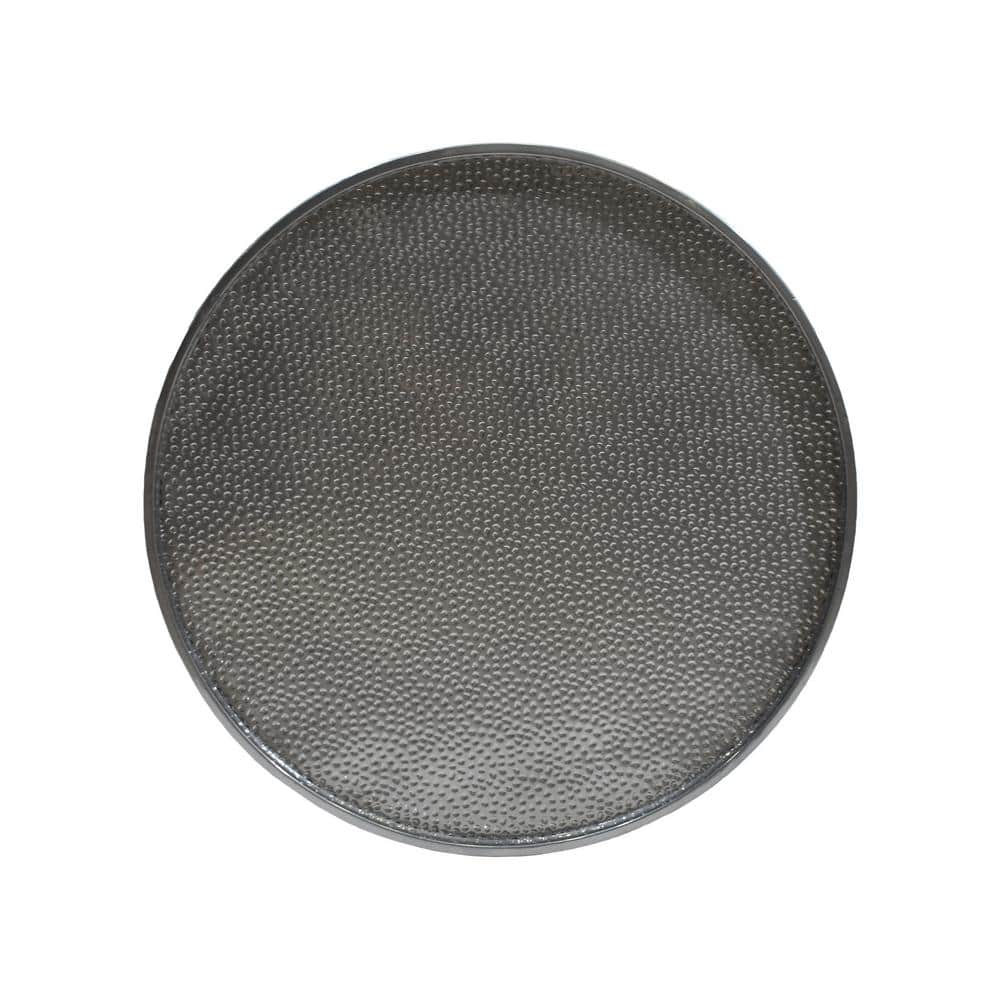 Contemporary 26" Silver Hammered Metal Round Coffee Table
