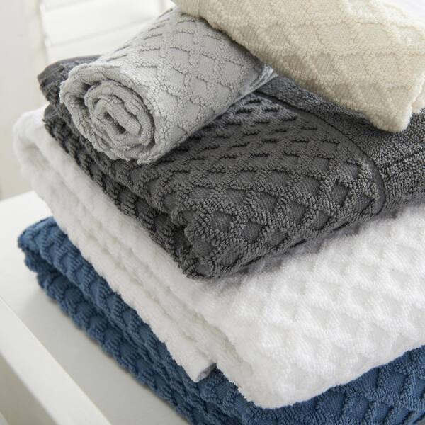 FRESHFOLDS Premium Cotton Textured 6-Pc. Hand Towel Set Light Grey