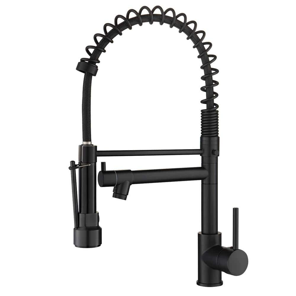 Single Handle Pull Down Sprayer Kitchen Faucet with Advanced Spray and Pot Filler 1 Hole Kitchen Sink Tap in Matte Black -  AIMADI, KI-0025-MB