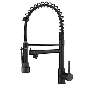 Single Handle Pull Down Sprayer Kitchen Faucet with Advanced Spray and Pot Filler 1 Hole Kitchen Sink Tap in Matte Black