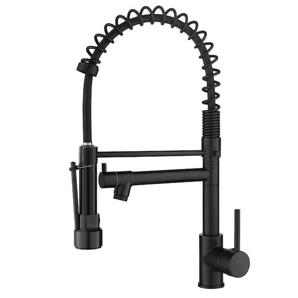 AIMADI Single Handle Pull Down Sprayer Kitchen Faucet with Advanced Spray and Pot Filler 1 Hole Kitchen Sink Tap in Matte Black