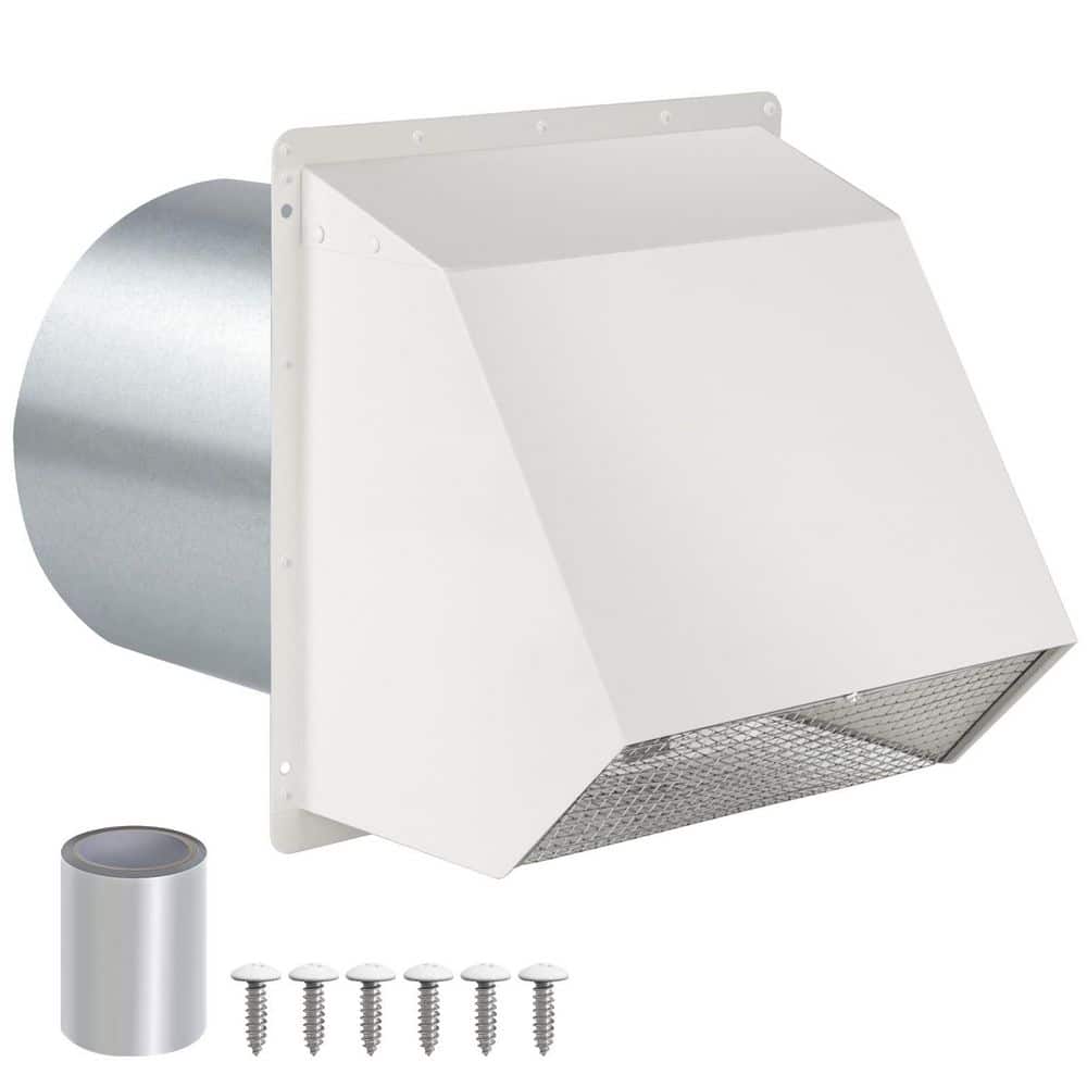 6 in. Metal Vent Hood Wall Exhaust Vent Cover, Dryer Vent Cover Outside for Range Hood Kitchen Air Ventilation in White price history on PriceWatchPro