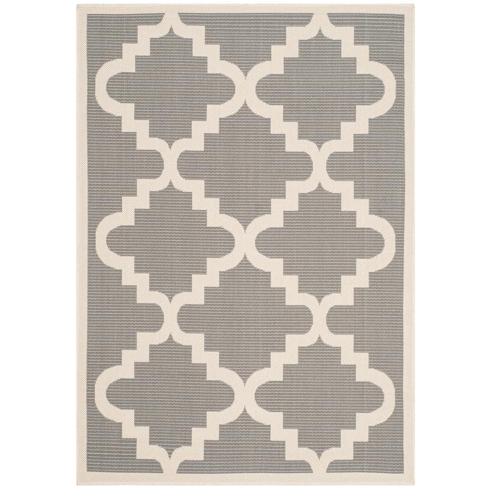 SAFAVIEH Courtyard Anthracite/Beige 5 ft. x 8 ft. Border Indoor/Outdoor ...