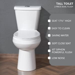 27 in. semi-circular Toilet Bowl in White, Double Flush Elongated Toilet for Bathroom