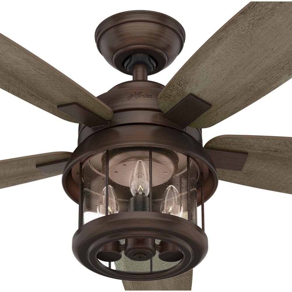 52" Weathered Copper Ceiling Fan with Light and Remote